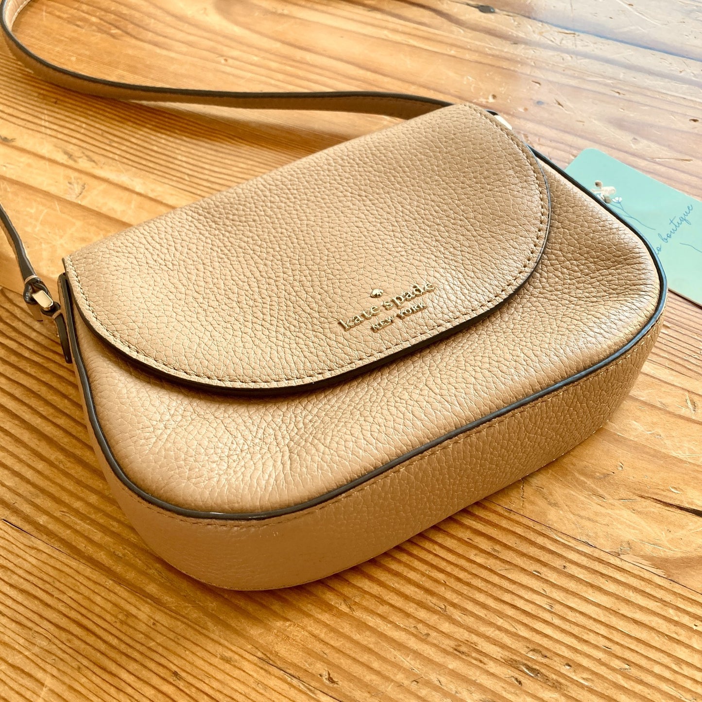 Kate Spade Warn Beige Pebbled Leather Leila Mini Flap Crossbody Bag - 0831HF