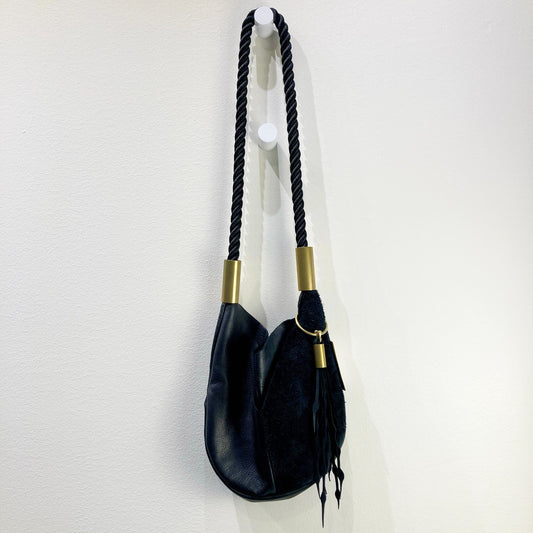 Wildwood Oyster $498 Black Leather Large Mermaid Crossbody Purse - 0217RC
