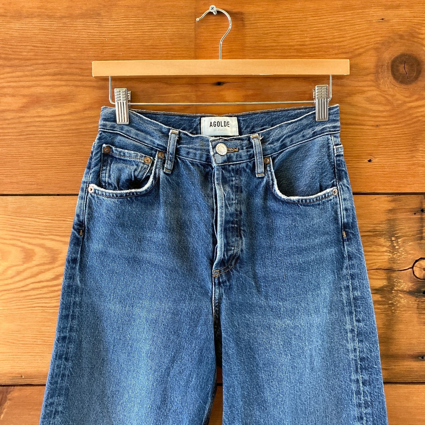 AGOLDE Medium Wash Ren Button Fly Wide Leg High Rise Jeans - Size 24 - 1022ED