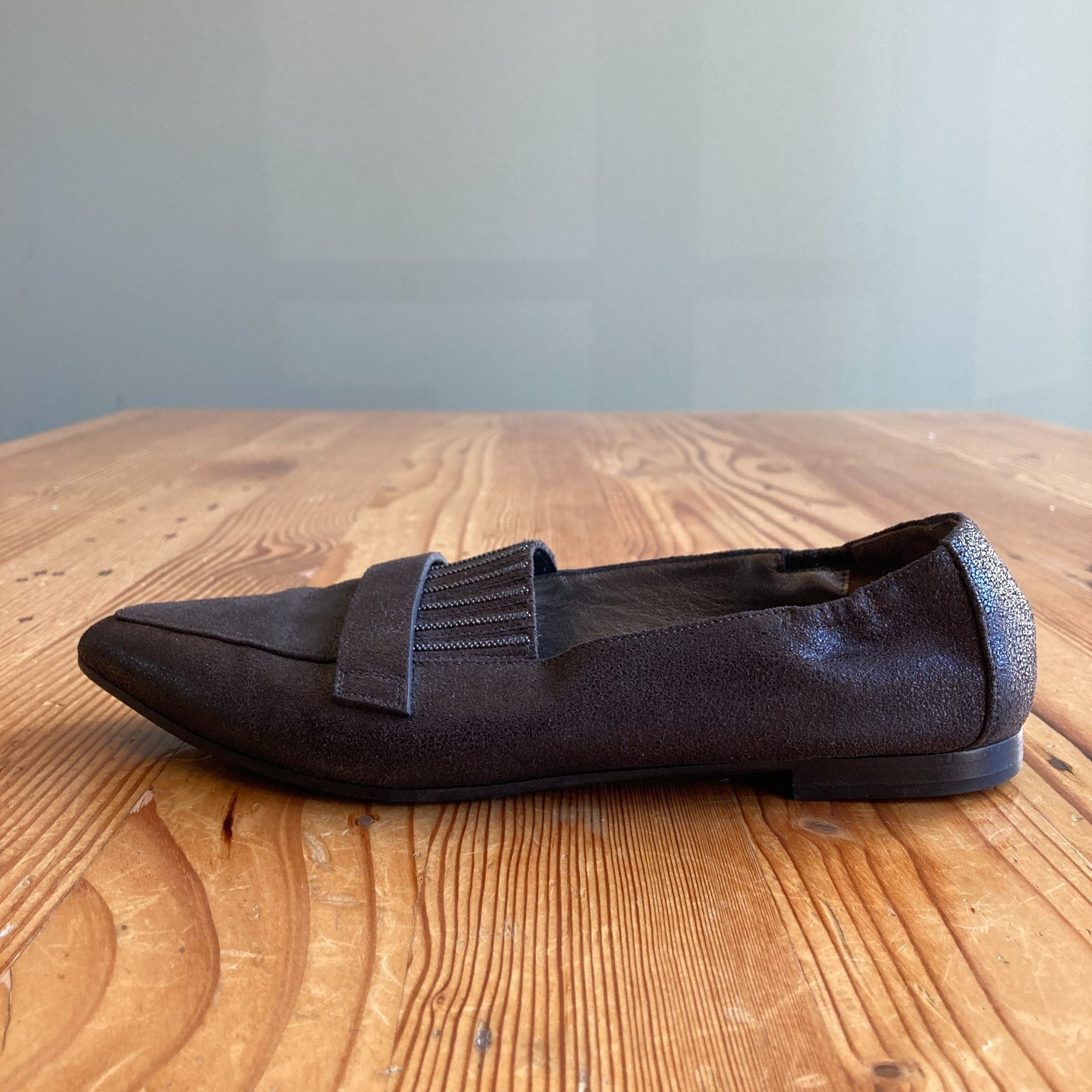 Brunello Cucinelli Brown Leather Loafers Shoes - Size 38.5 / 8.5 - 1217RM