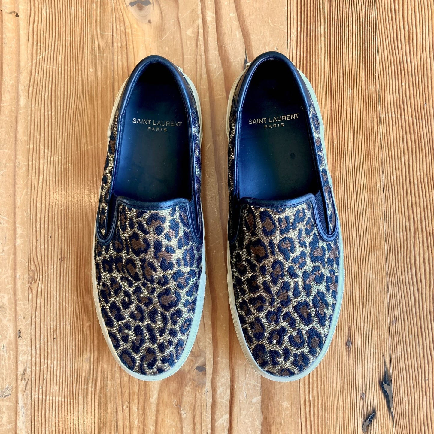 Saint Laurent Metallic Leopard Print Venice Shoes - Size 37 / 6.5 US - 0425KN