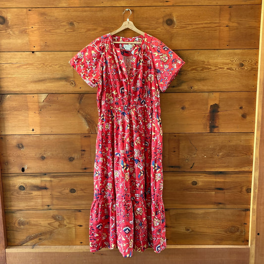 by Anthropologie Red Printed Somerset Short Sleeve Maxi Dress - Sz XXL - 1206HP