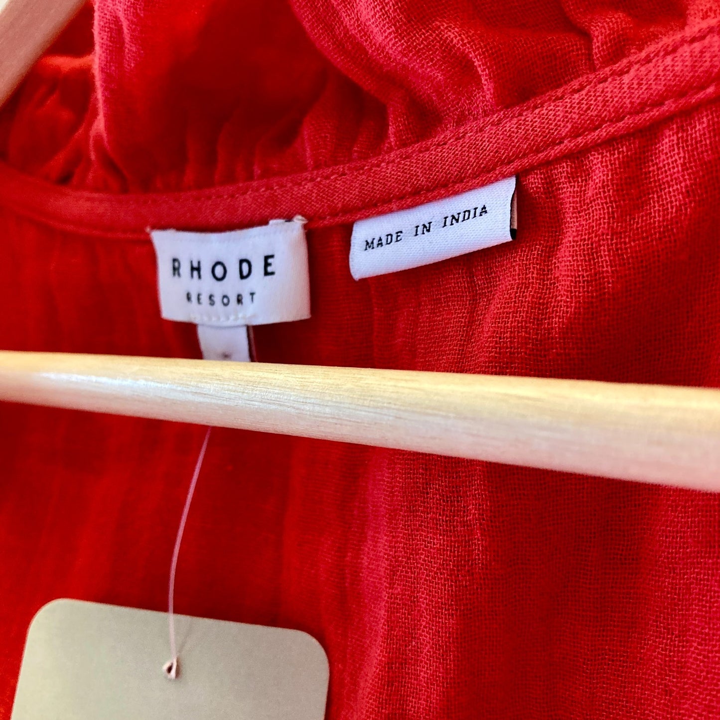 Rhode Resort $199 Red Ruffle Jagger Cotton Wrap Dress - Size S - 0316CK