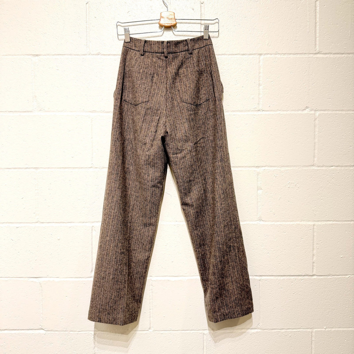 Petite Studio NYC X SuggyL Brown Herringbone Reign Wool Pants - Size XS - 0312IG