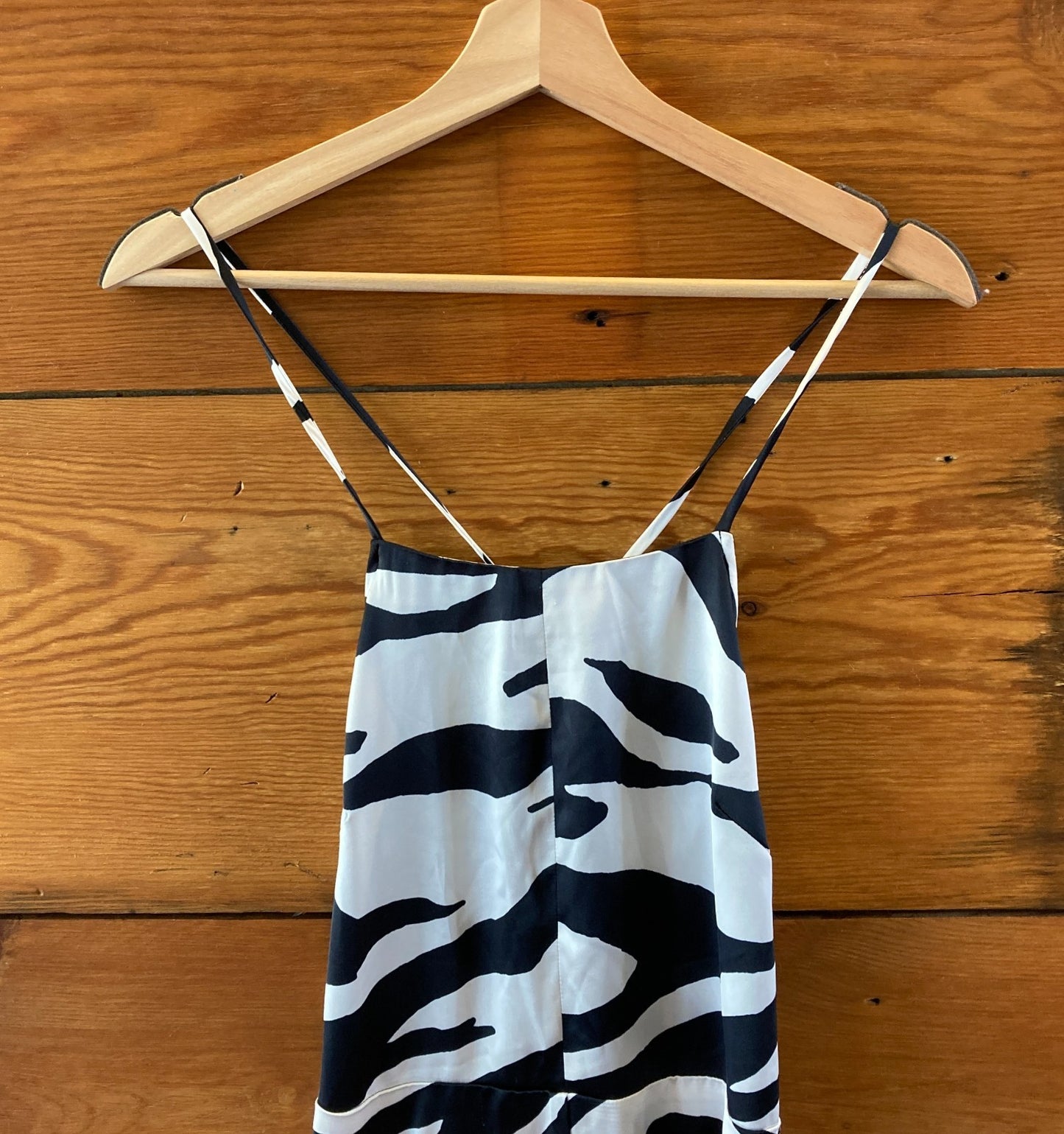 Free People $250 Black & White Abby Satin Zebra Dress - Size 0 - 0515CJ