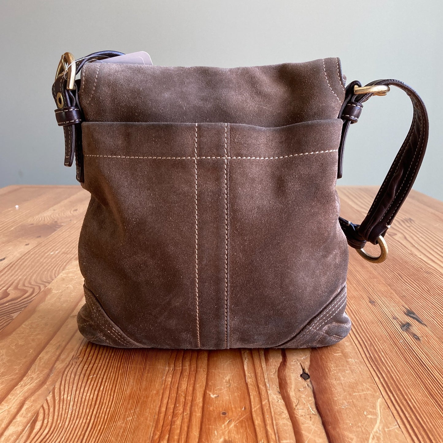 Coach Brown Suede & Leather Y2K Satchel Soho Flap Bag Purse - 0416PP