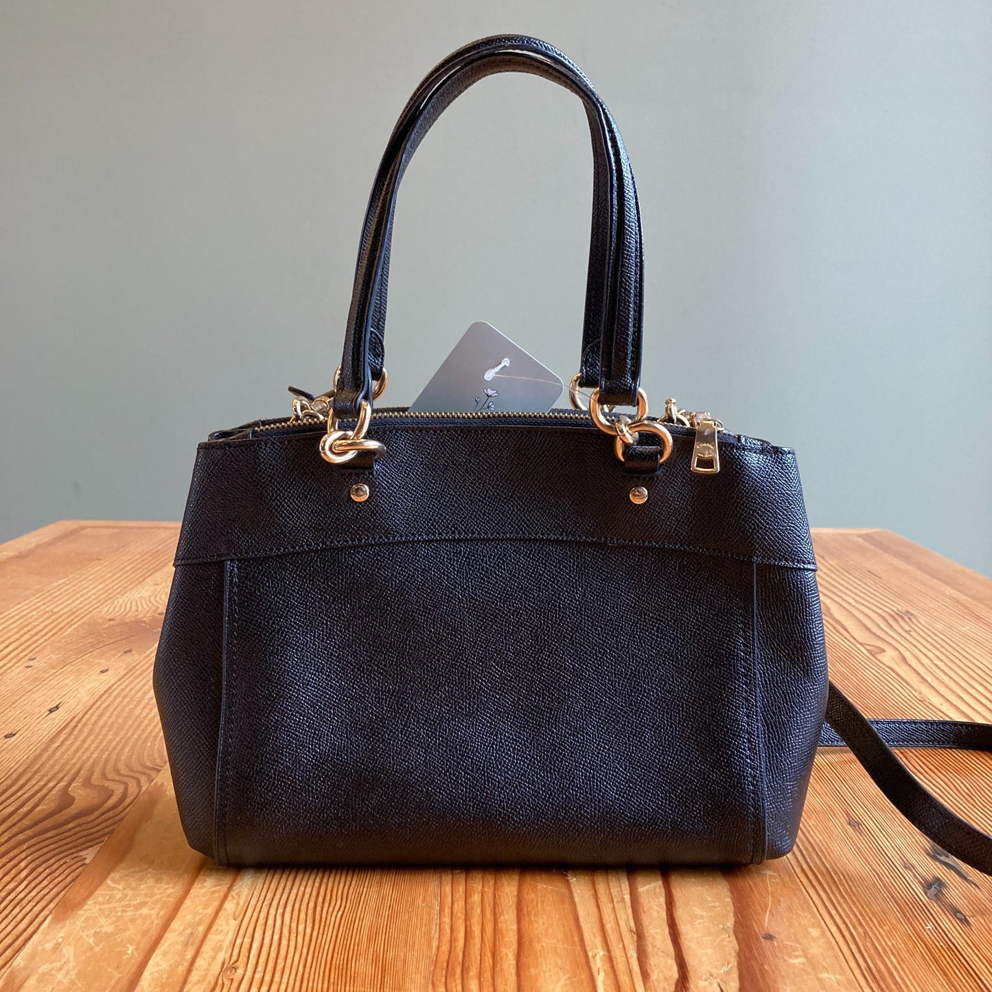 Coach Black F25395 Mini Brooke Carryall Crossgrain Leather Satchel Purse 0308KS