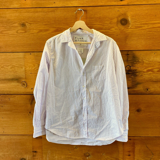 Frank & Eileen Purple White Stripe Long Sleeve Button Up Shirt - Size S - 0710SD
