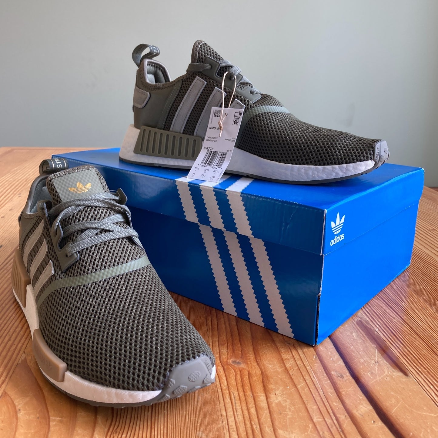 Adidas Mens Olive Striped NMD_R1 Shoes - Size 11 - NEW w/ Box - 1206HP
