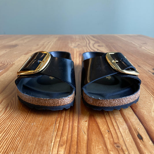 Birkenstock Black Big Buckle Madrid Sandals - 39 / 8.5 Narrow - NEW - 4427SC