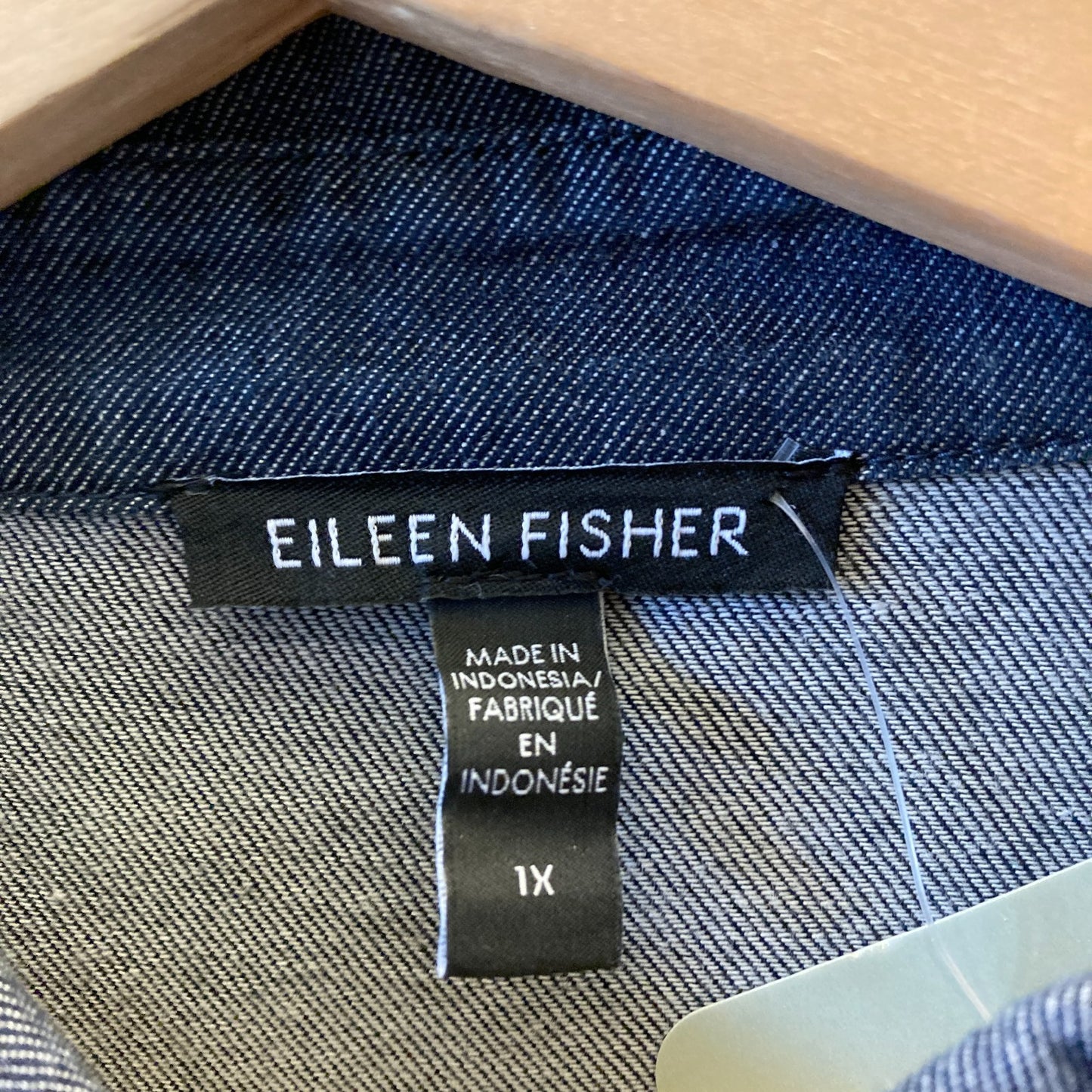 Eileen Fisher Blue OG Cotton Twill Airy Long Sleeve Shirt - Size 1X - 1107MB