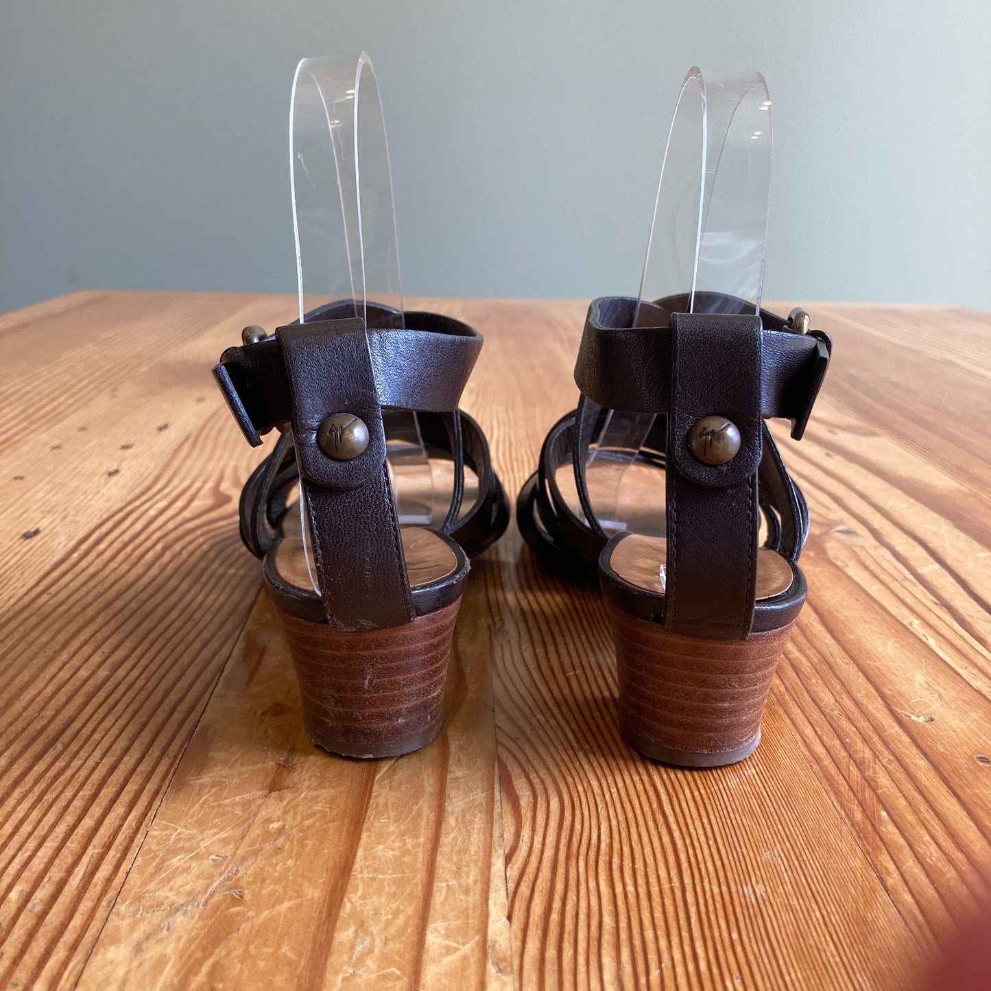 Giuseppe Zanoti Brown Leather Strappy Sandals Shoes - Size 37 / 7 US - 0601BC