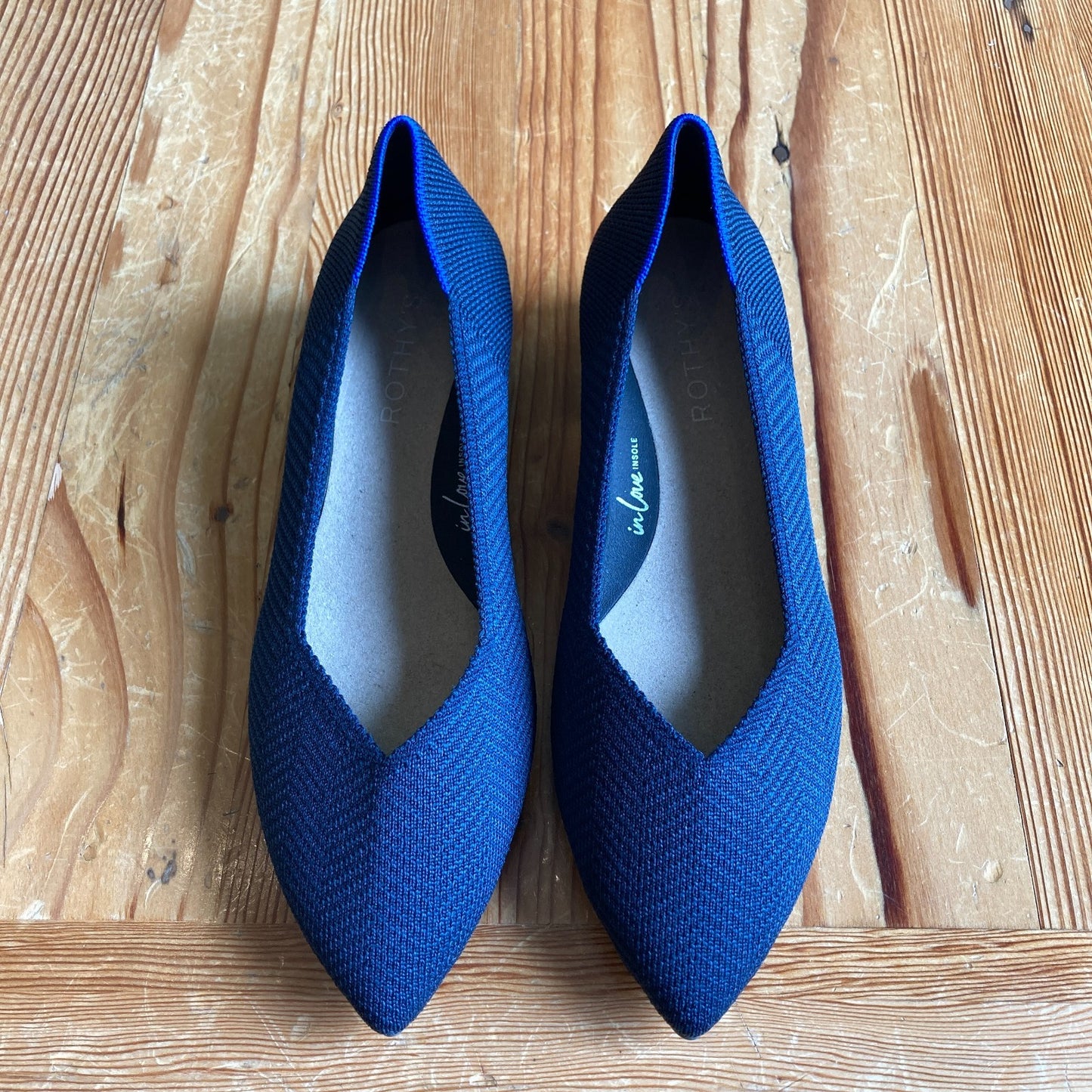 Rothy's Blue Knit The High Point Pointed Toe Heels Shoes - Sz 7 - NEW - 0201EB
