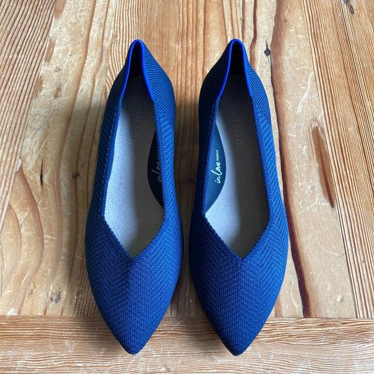 Rothy's Blue Knit The High Point Pointed Toe Heels Shoes - Sz 7 - NEW - 0201EB