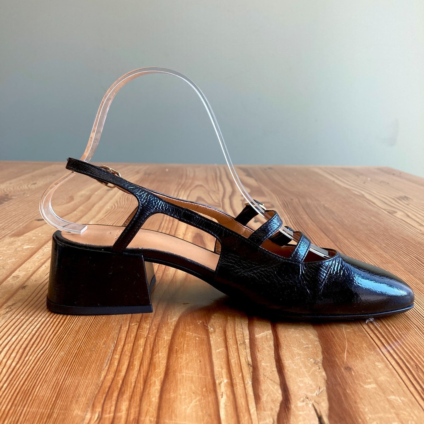 Sezane Black Patent Leather Paula Babies Slingback Shoes - Size 38 / 7 - 0708LG