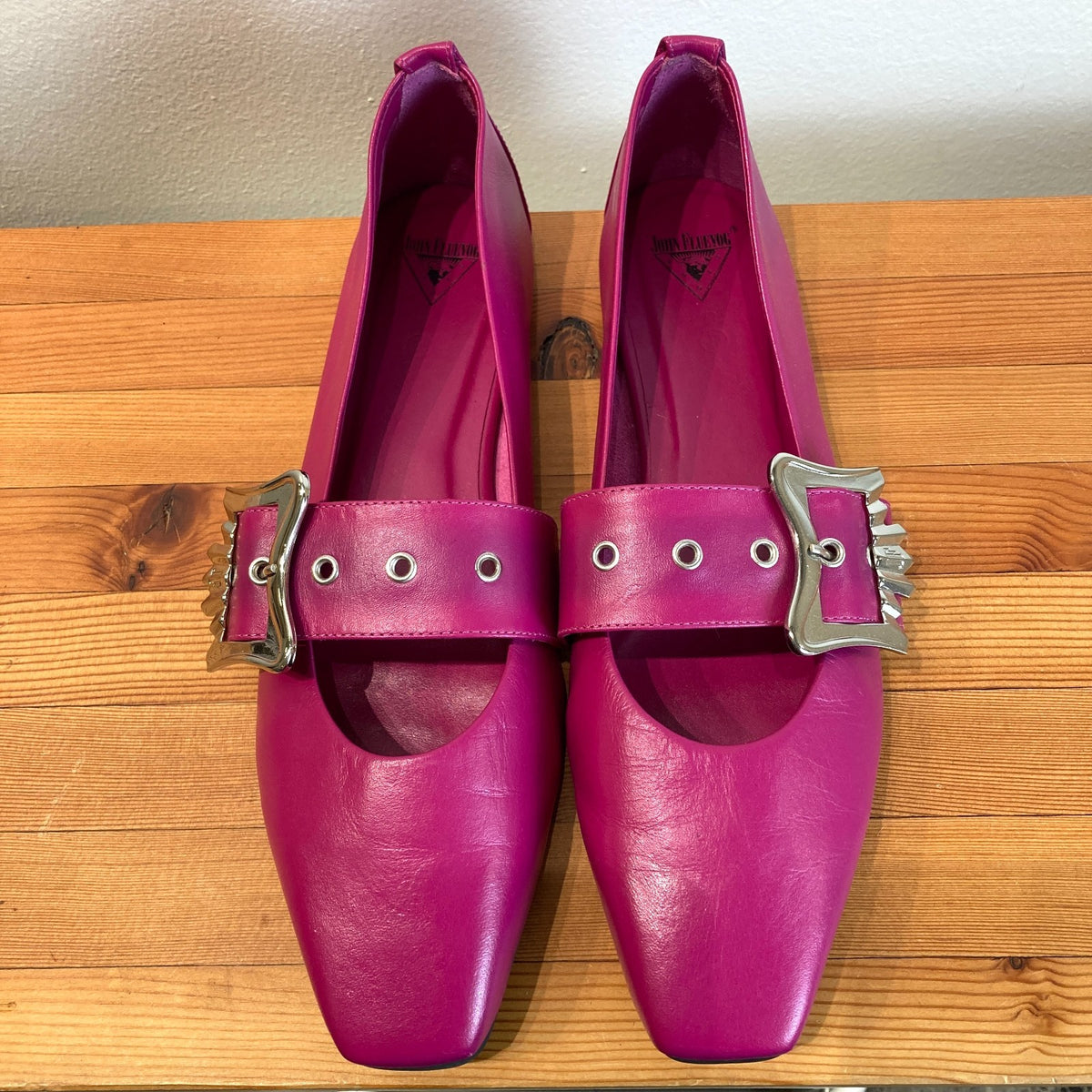 John Fluevog $239 Magenta Leather Misty Mary Jane Flats - Sz 11.5 - NEW - 0830DH