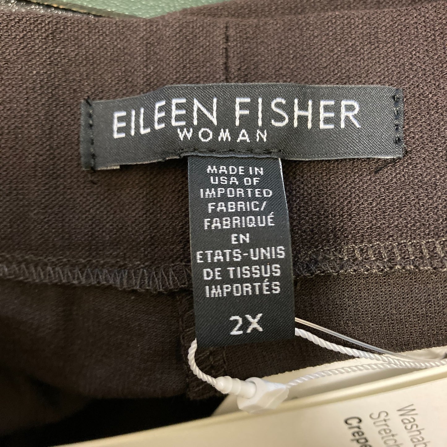 2XL - Eileen Fisher $178 Clove Brown Straight Leg Stretch Waist Pants NEW 0217RC