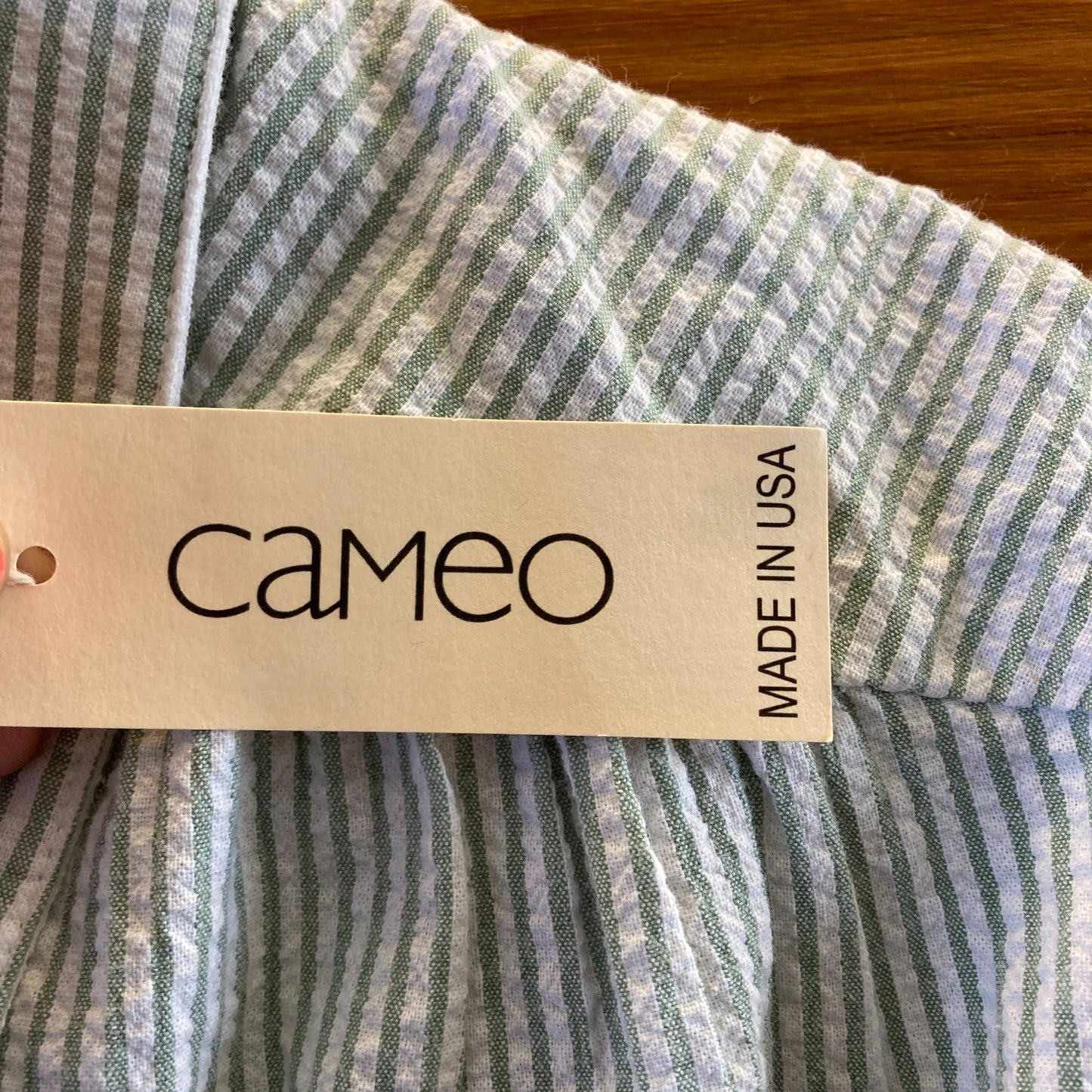 Cameo Green White Seersucker Button Front Dress - Size XS - 0926RE