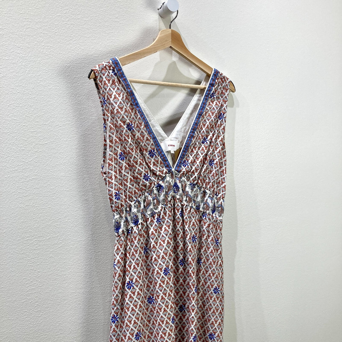 Xirena White Patterned Sleeveless Cotton Midi Length Dress - Size M - 0930AC