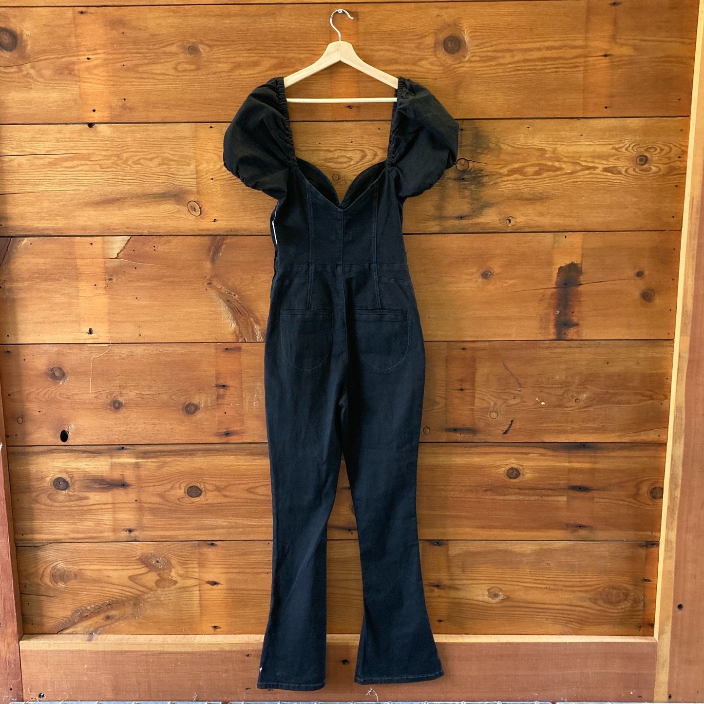 We the Free People Black Short Sleeve Flare Leg Jumpsuit - Size M - NEW - 0718MS
