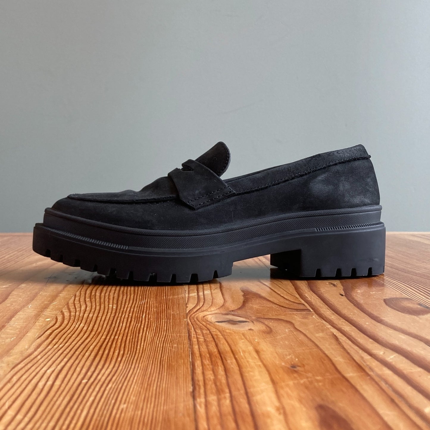 10 - Patina Black Suede Zoe Chunky Penny Loafer Shoes 0519MK