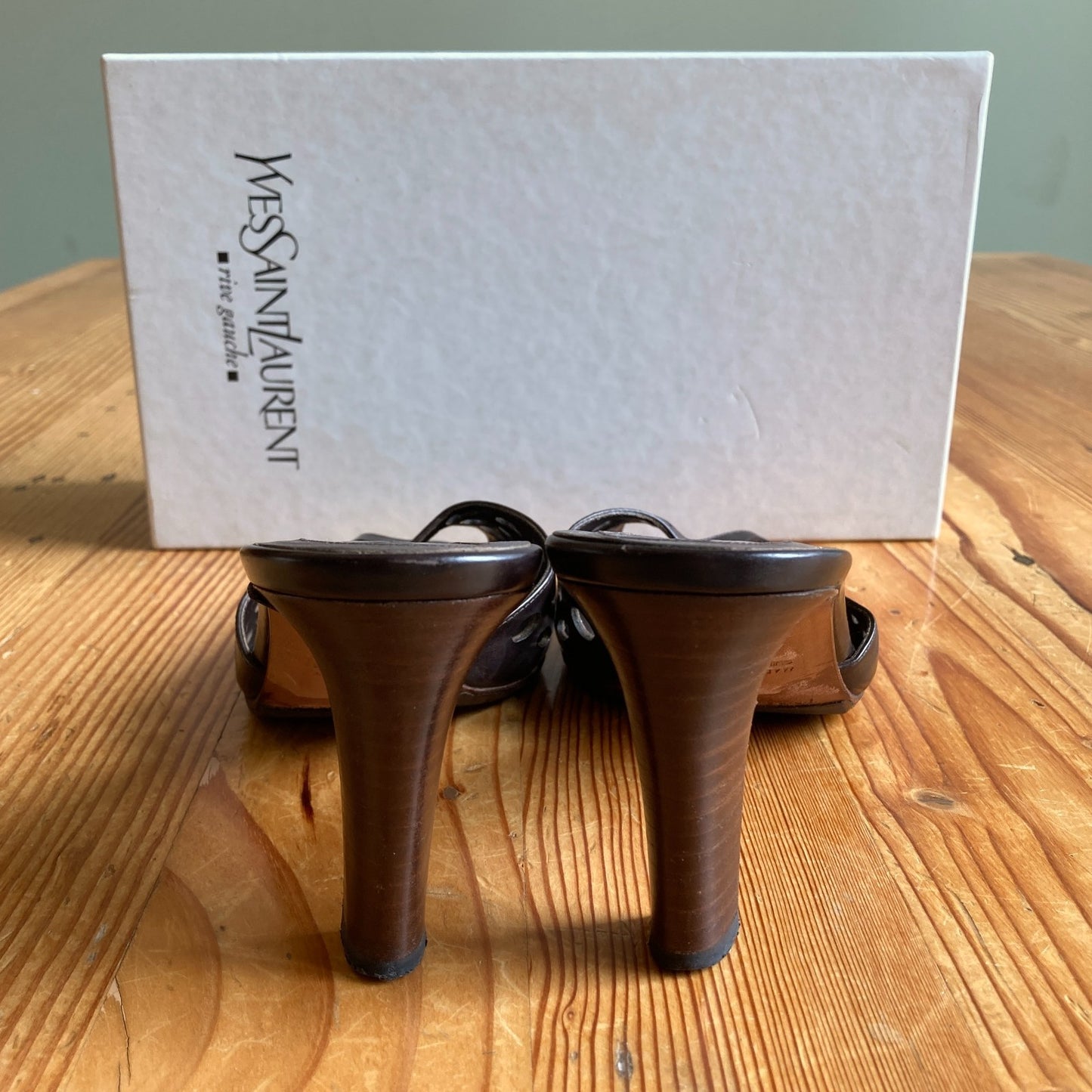 Yves Saint Laurent Black Peep Toe Cut Out Sandals Heels - Sz 37 w/ Box - 0802SM