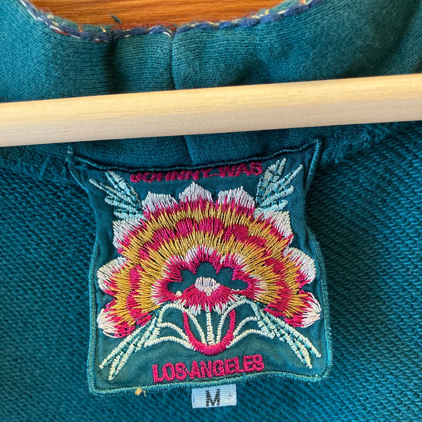 Johnny Was Teal Embroidered Open Front Cardigan Sweatshirt - Size M - 0621AS