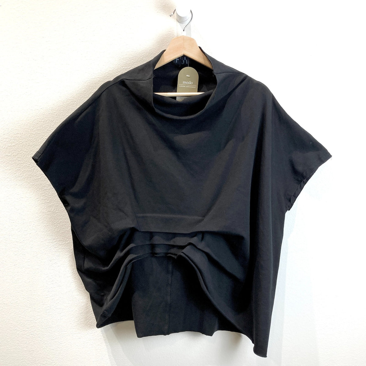 Fui Gender Neutral Pleated Turtleneck Short Sleeve Knit Top - One Size - 1217MA
