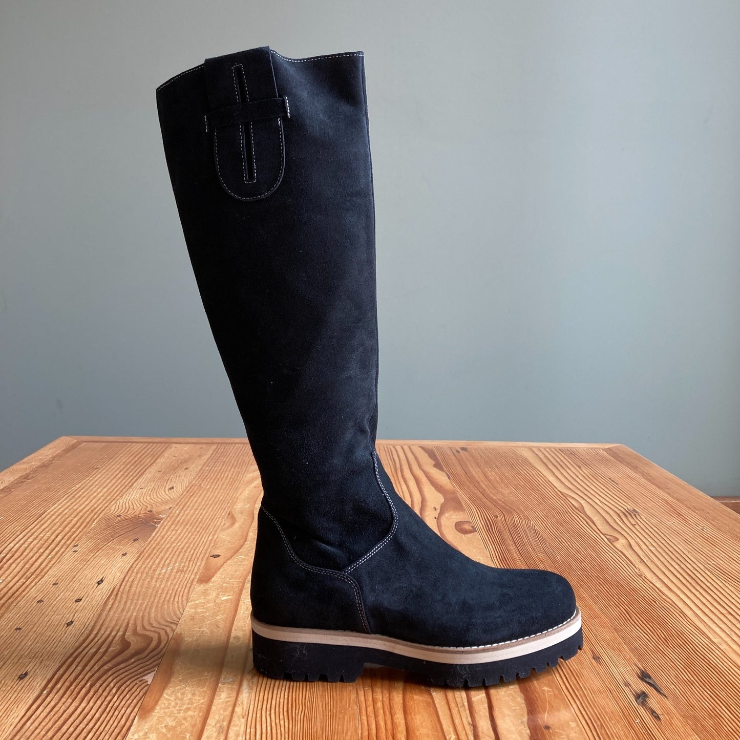 Girotti $522 Black Suede Leather Knee High Boots - Size 38 / 7.5 - NEW - 0803BM