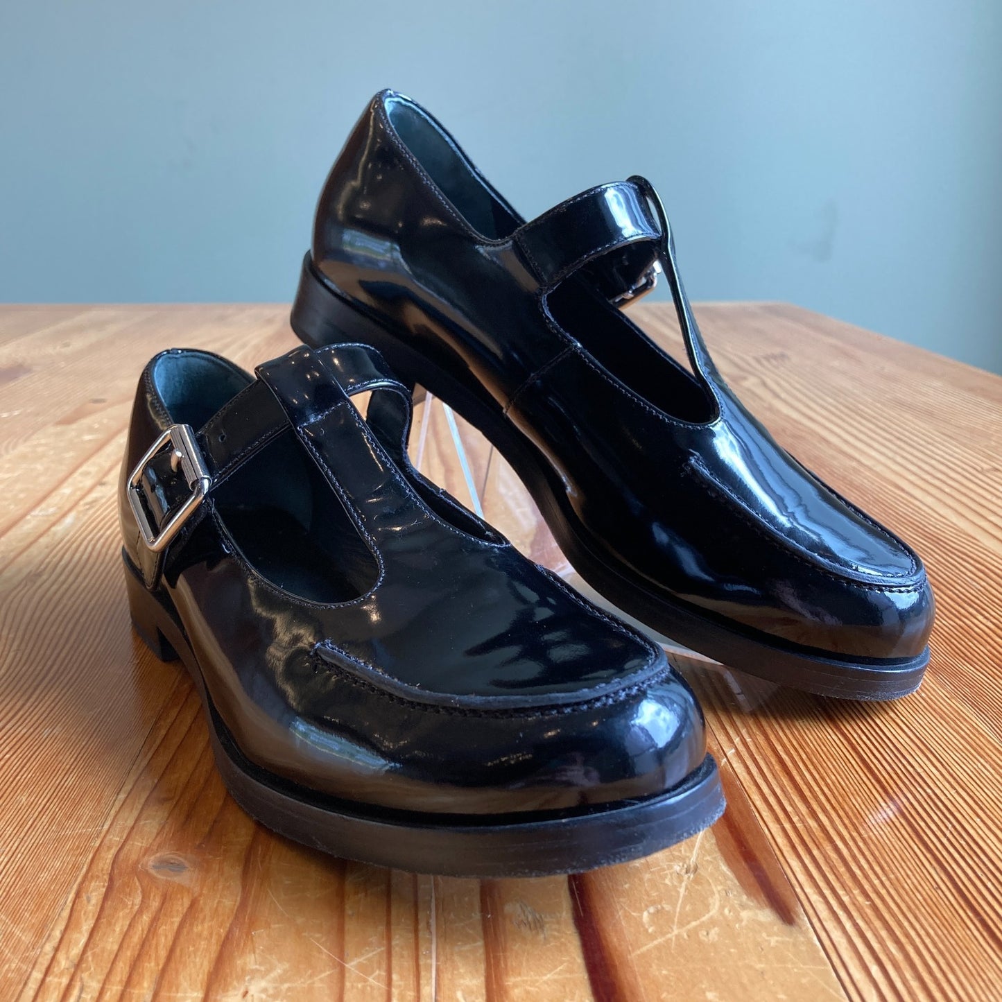 Reformation $268 Black Patent Leather T Strap Angela Shoes - Size 7 - 0618AG