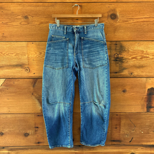 Nili Lotan $395 Shon Classic Wash Bowleg Barrel Leg Jeans - Size 27 - 0209SB