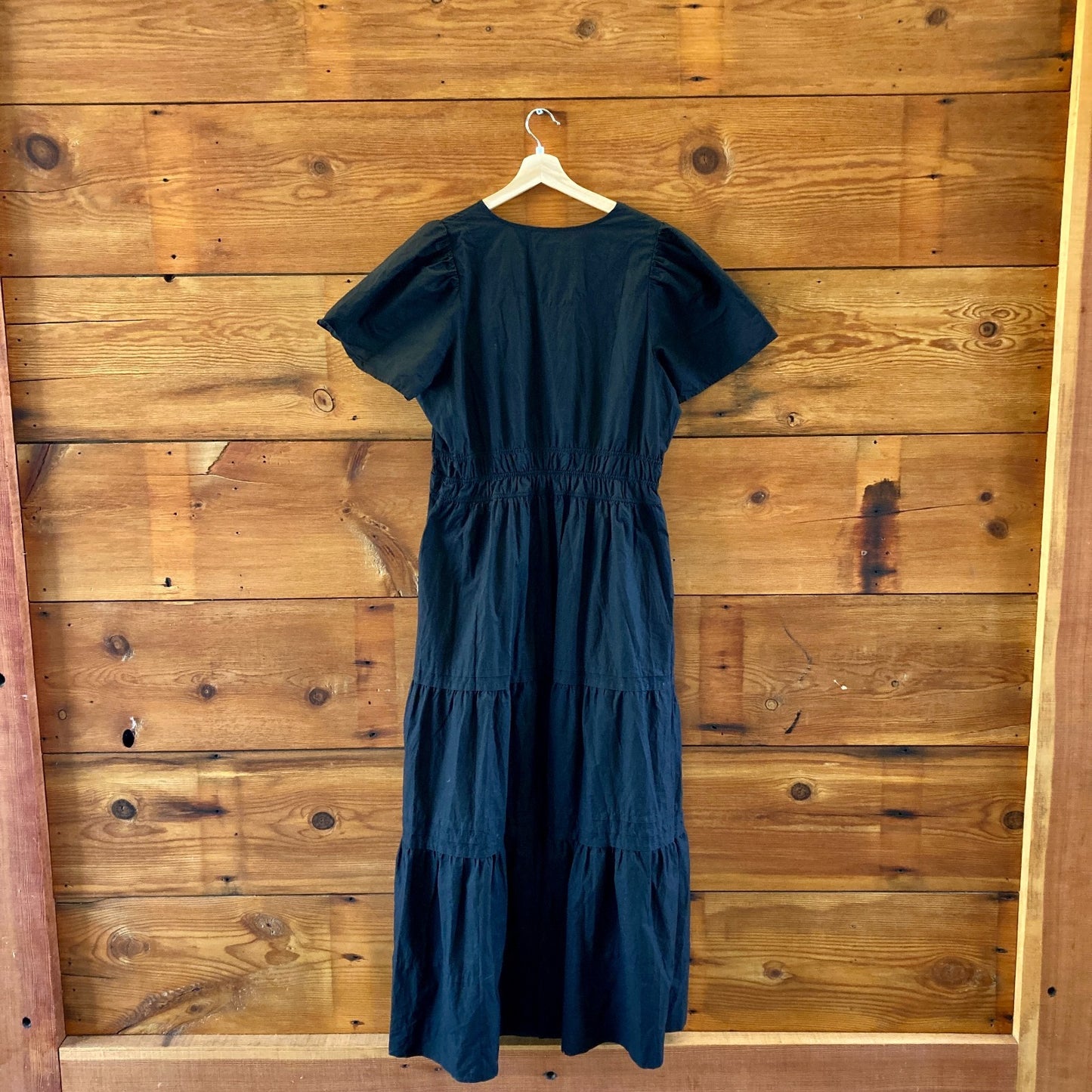by Anthropologie Black Poplin Cotton Somerset Midi Dress - Size XL - 0419JP