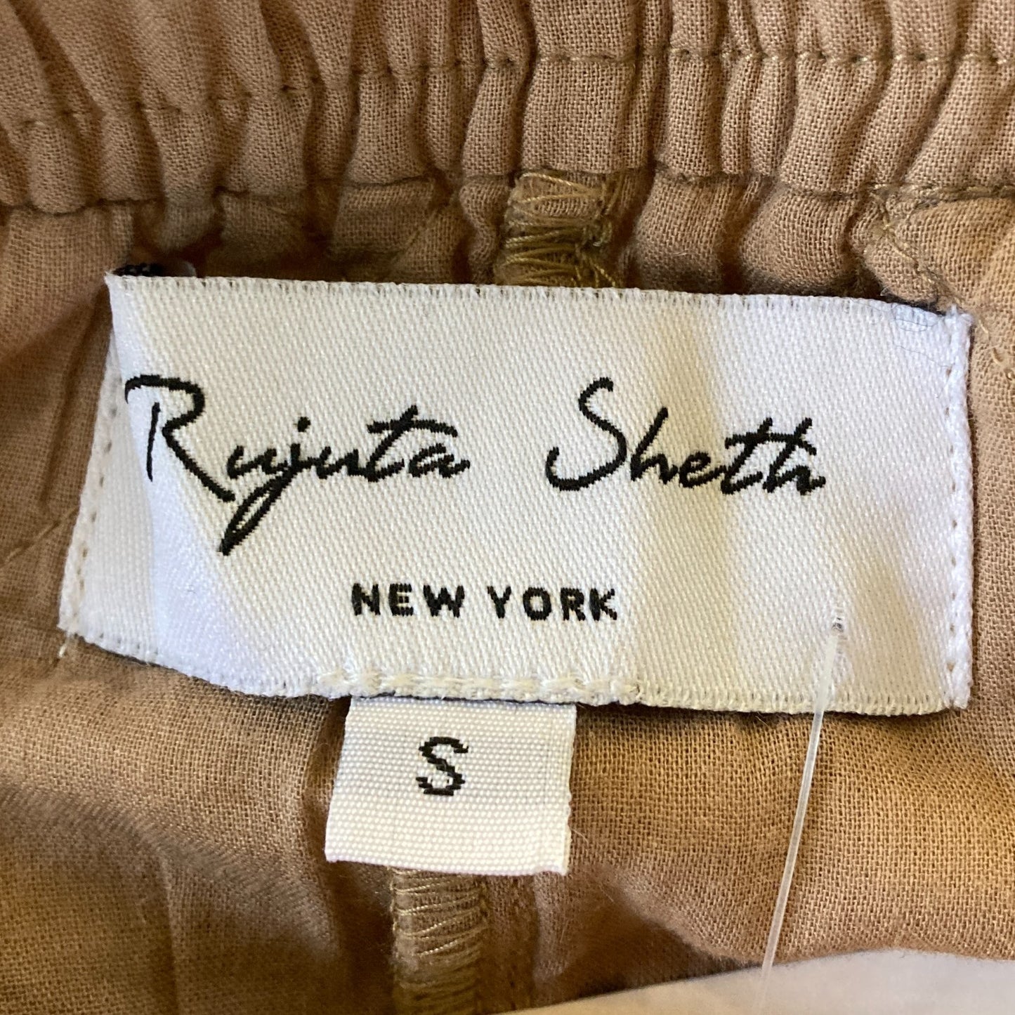 S - Rujuta Sheth Tan Quilted Cotton Drawstring Waist Cozy Pants 0627LH