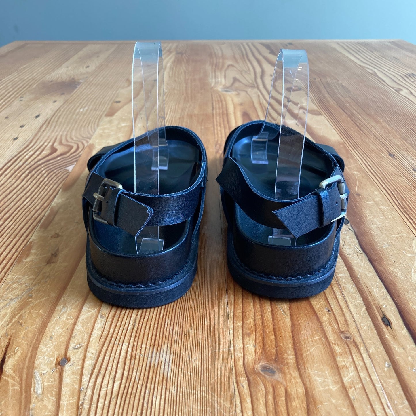 Liberte Black Leather Capri Open Toe Sandals Shoes - Size 38 / 8 - 0405LS