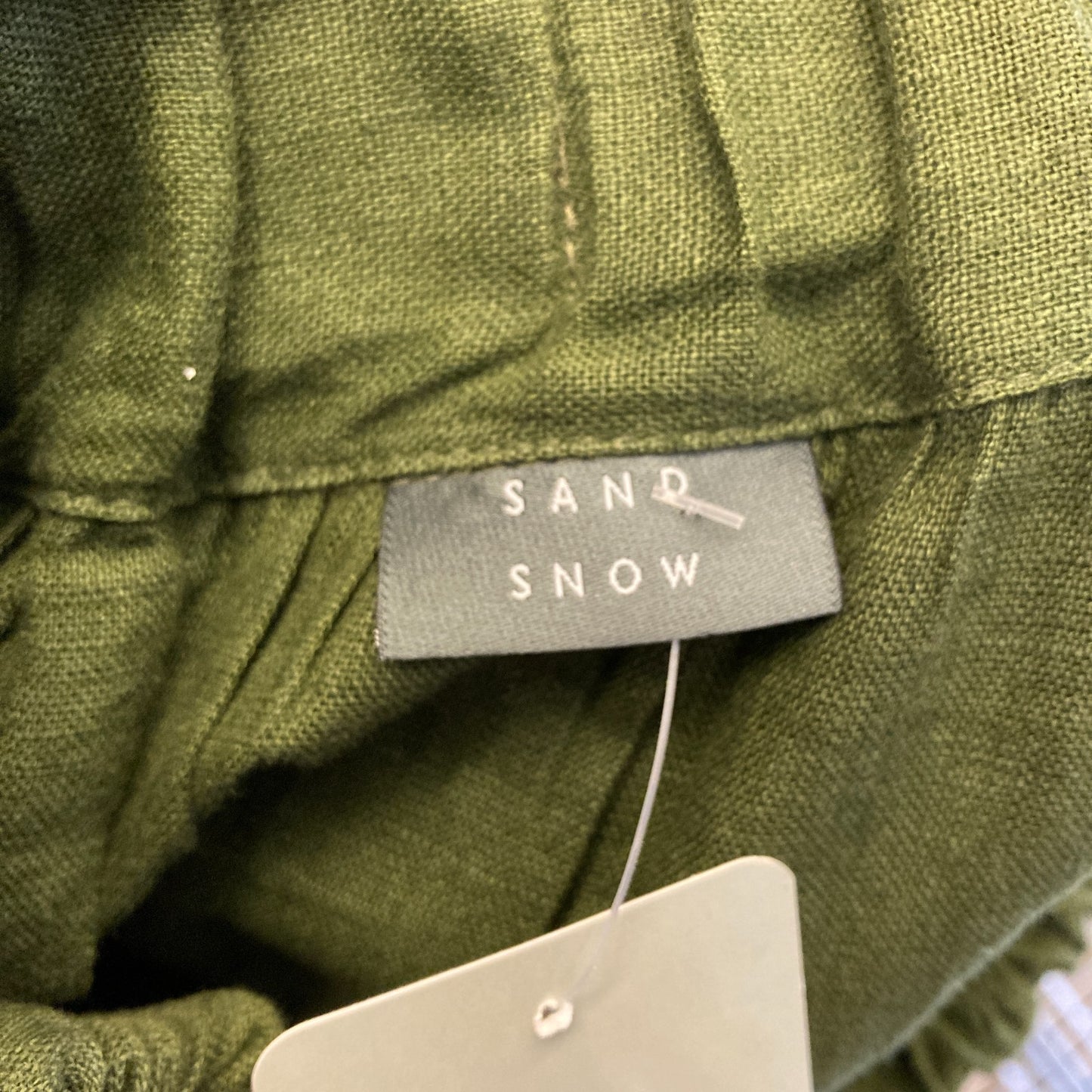 XS - Sand Snow Green 100% Linen Elastic Waist Lagenlook Skirt 0818LS