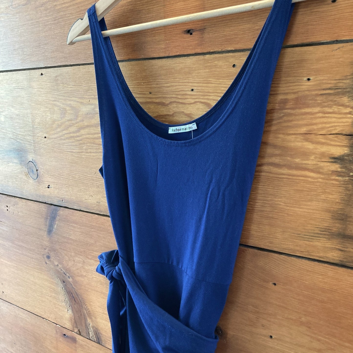 Reformation Navy Blue Sleeveless Faux Wrap Kaila Dress - Size M - 0518KR