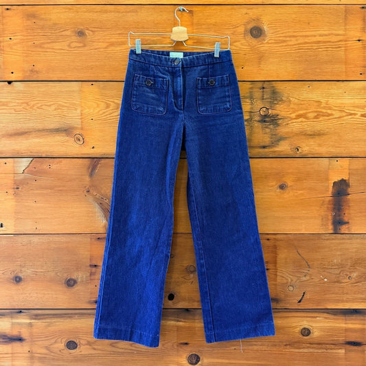 Sezane Dark Wash High Rise Wide Leg Trouser Jeans - Size 38 / 6 - 0404BB