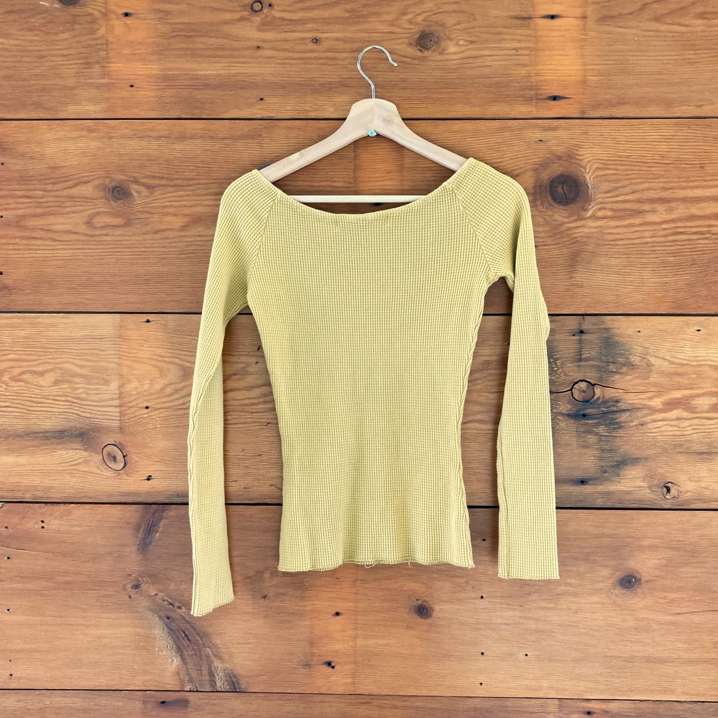 S - Lykke Wullf Yellow Scoop Neck Long Sleeve Swan Thermal Shirt 0312IG