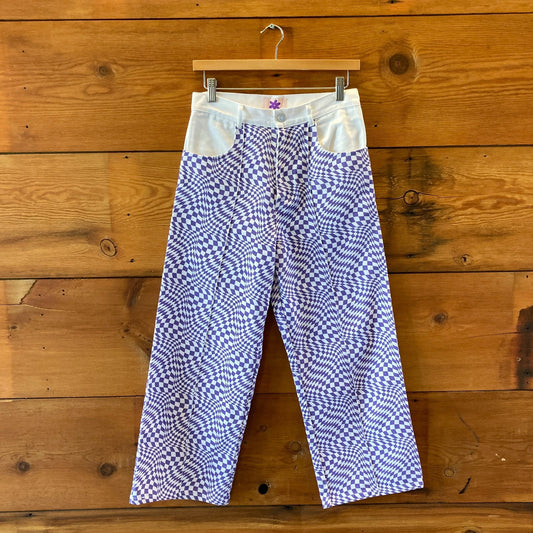 Lisa Says Gah Purple White Robyn High Rise Wide Leg Jeans - Size 28 - 0501SH