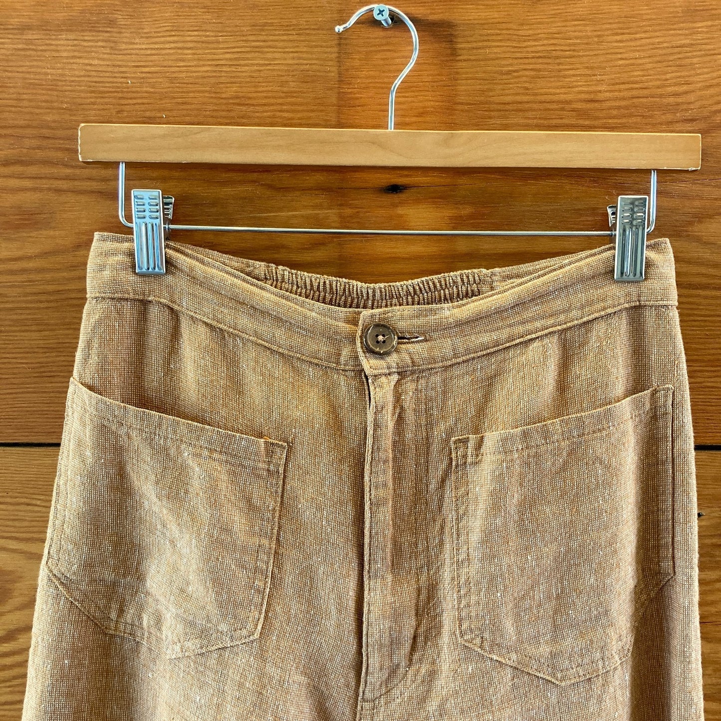 Lykke Wullf Brown Linen Cotton Wide Straight Leg Basil Pants - Size M - 0830AD