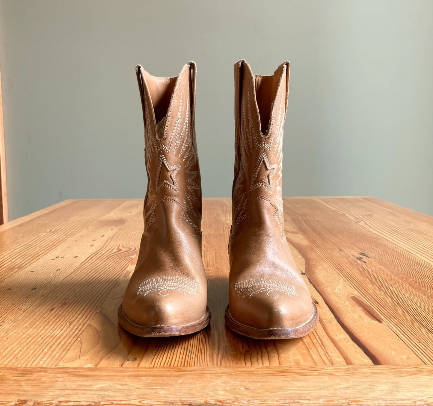 Golden Goose Tan Leather Wish Star Western Limited Series Boots - Sz 39 - 1011SC