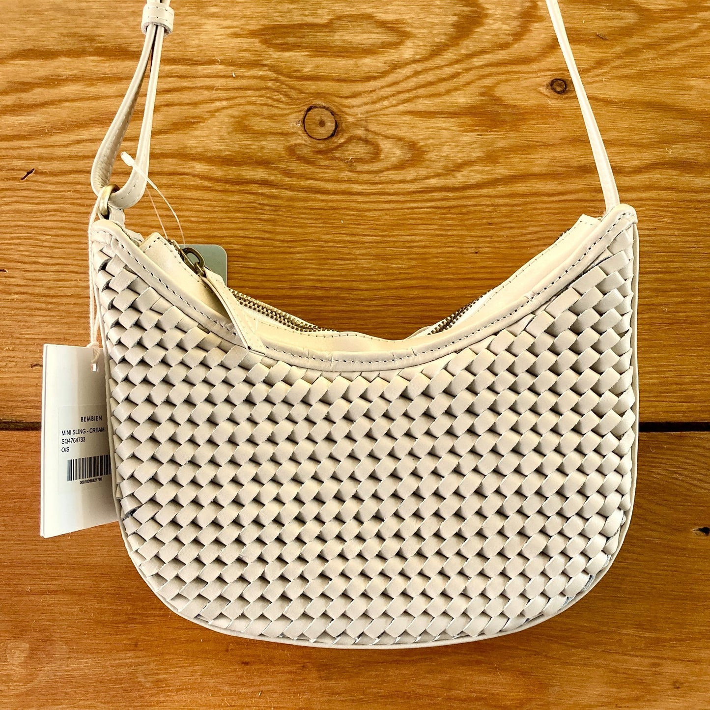 Bembien Cream Carre Weave Woven Leather Mini Sling NEW Bag - 0612SM
