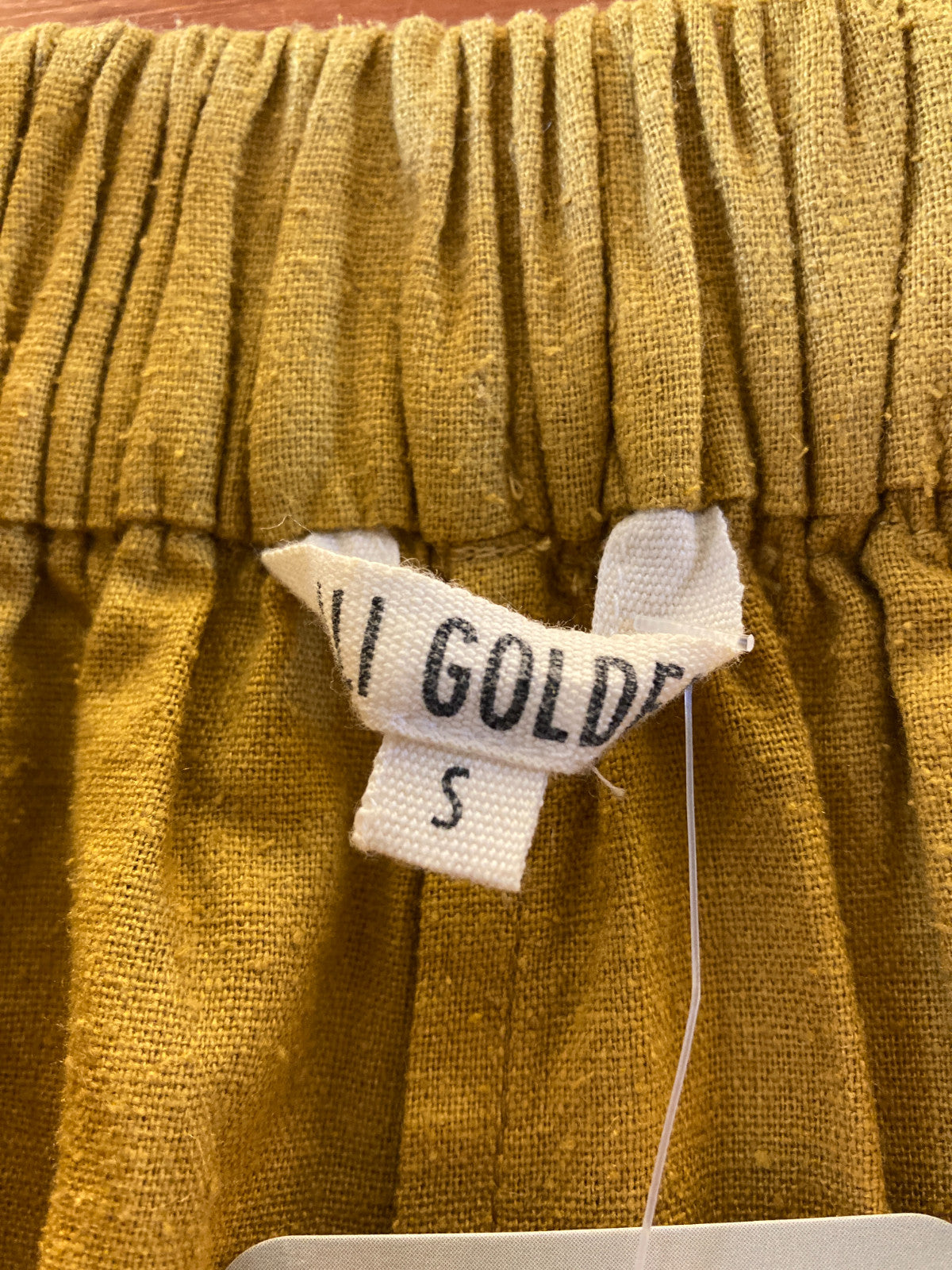 Ali Golden Yellow High Rise Raw Silk Wide Leg Pants - Size S - 0312IG