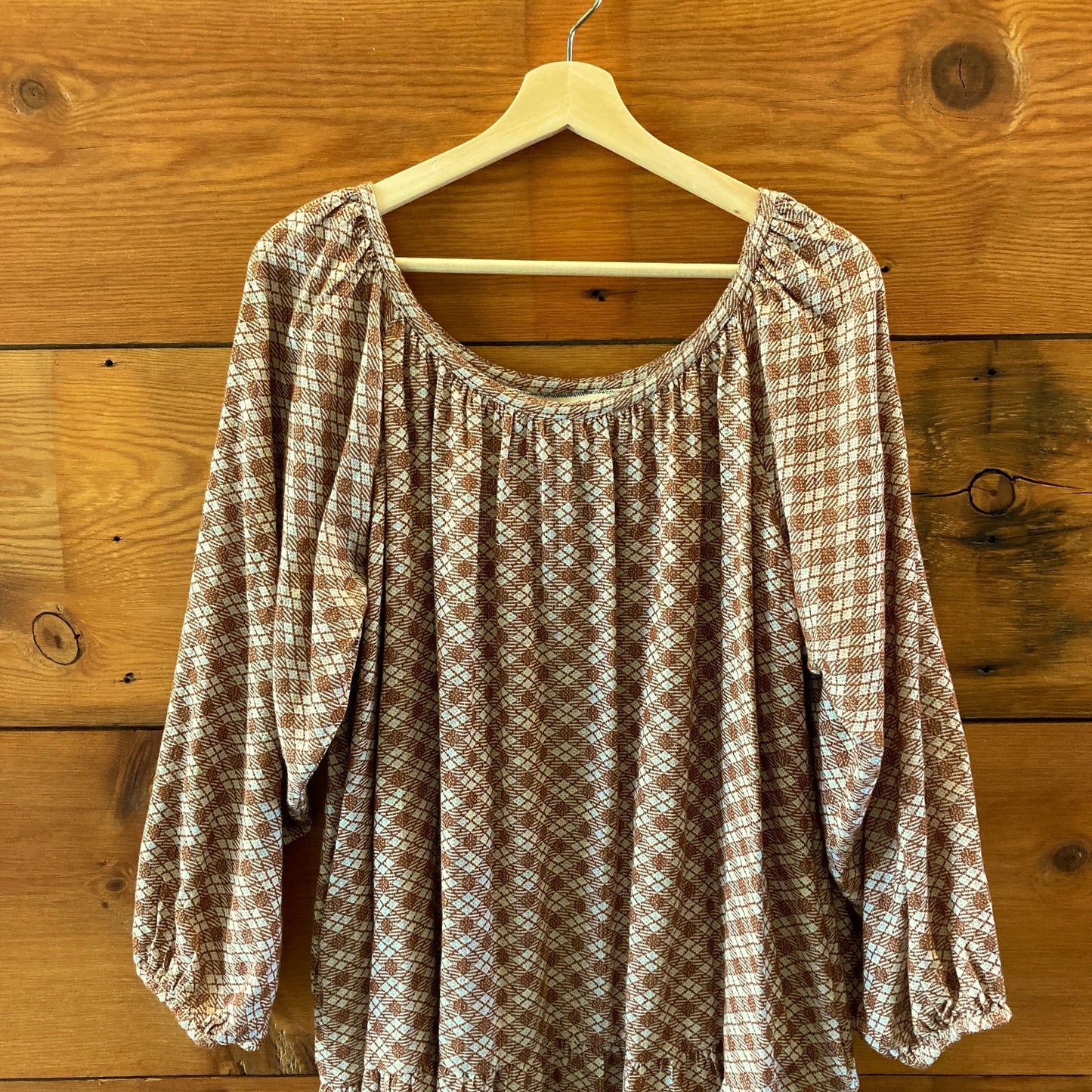 Ace & Jig Brown Plaid Patterned Long Sleeve Oversized Dress - Size M - 0806JH