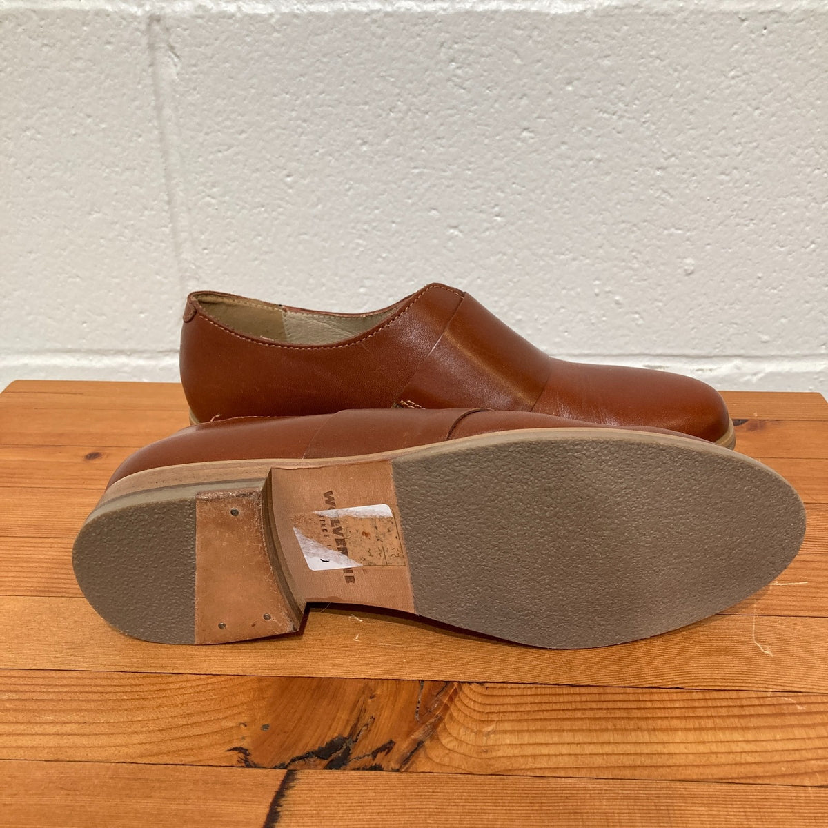 Wolverine NEW 1883 Cognac Leather Slip-On Olive Loafers Shoes - Size 7 - 0320JS