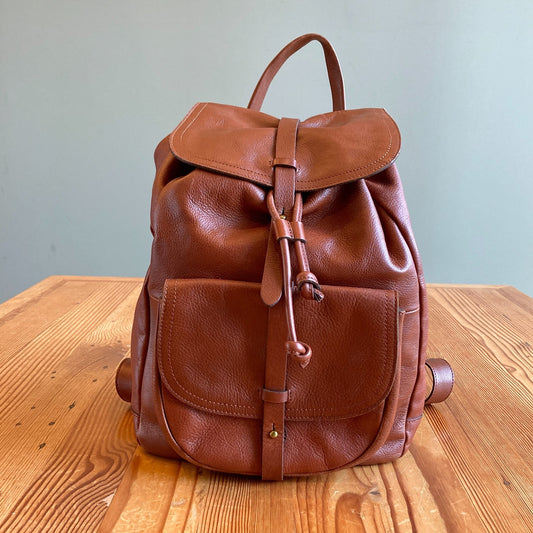 Madewell $228 Honey Brown Leather The Transport Rucksack Backpack Bag 0223LR