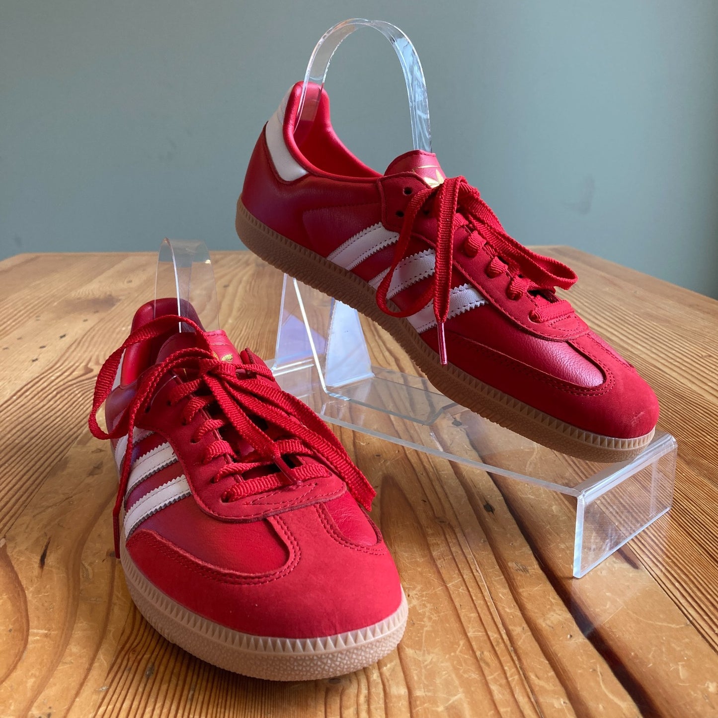 Adidas Red Leather Samba OG Womens Low Top Shoes - Sz 9.5 - NEW w/ Box - 1206HP