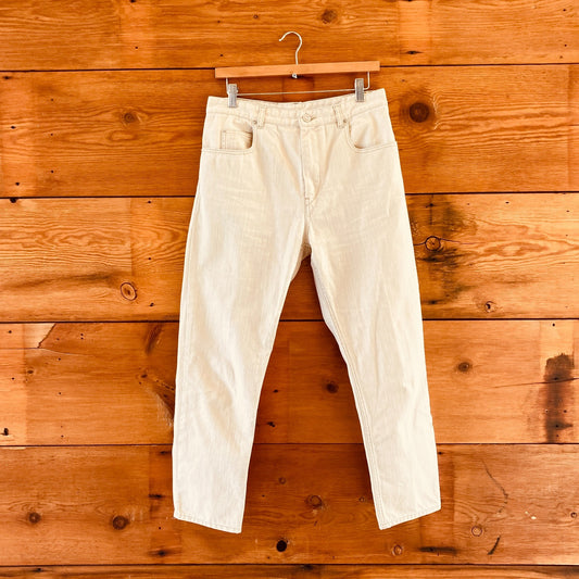 40 / 8 - Isabel Marant Cream Rigid Denim Straight Leg  Womens Jeans 1030SF