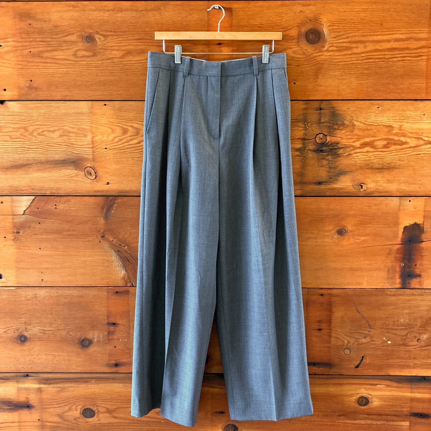 COS Sweden Gray Wool Blend NEW Wide Leg Professional Pants - Size 4 - 0428KS