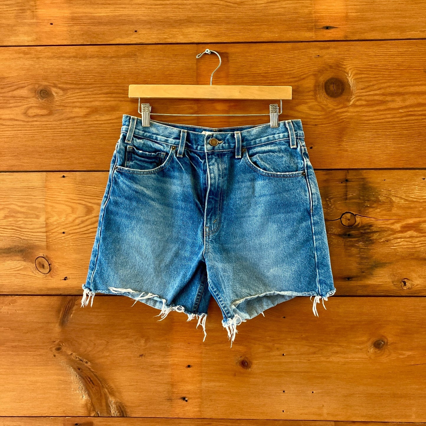 Nili Lotan Denim Yoann Medium Wash Frayed Hem Jean Shorts - Size 27 - 0209SB